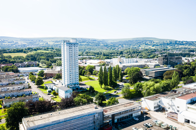 Aerial view of Cwmbran